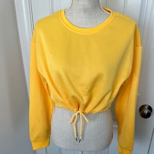 Yellow Women's Top with Drawstring Hem